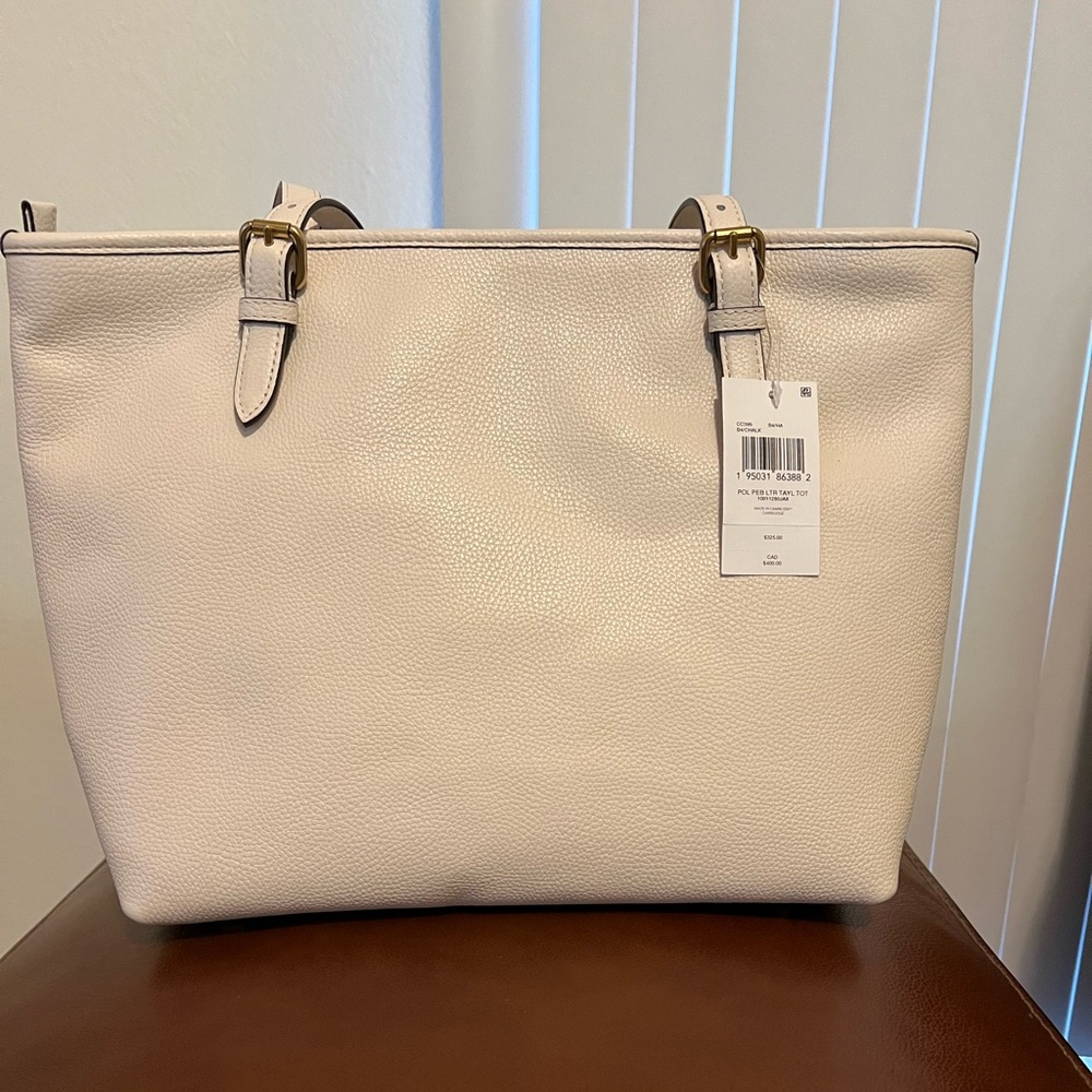 Coach Polished Pebble Leather Taylor Tote with C Dangle Charm